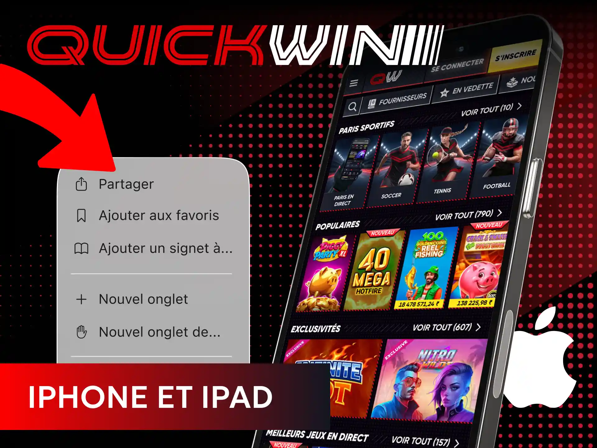 Lancez l'application Quickwin sur votre iPhone ou votre iPad.