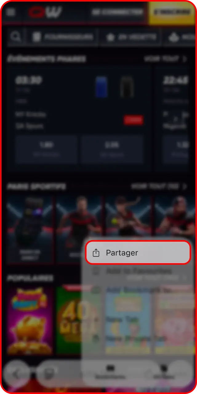 Ouvrez le menu de navigation pour configurer l'application iOS Quickwin.