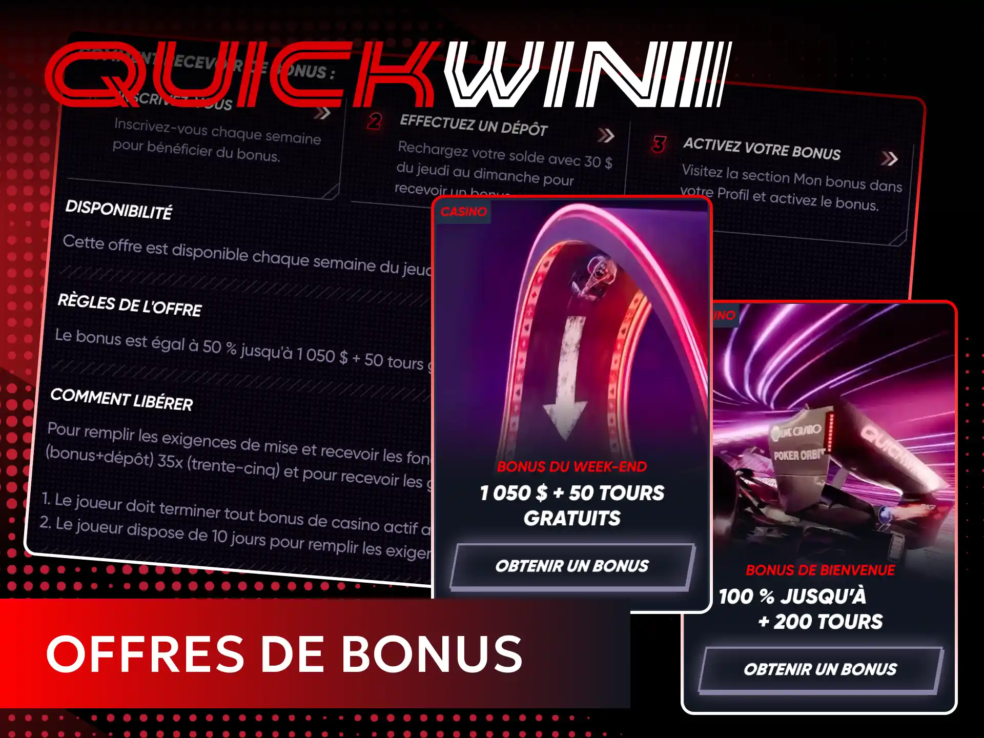 Activez des promotions exclusives pour augmenter vos sessions sur le casino live de Quickwin.