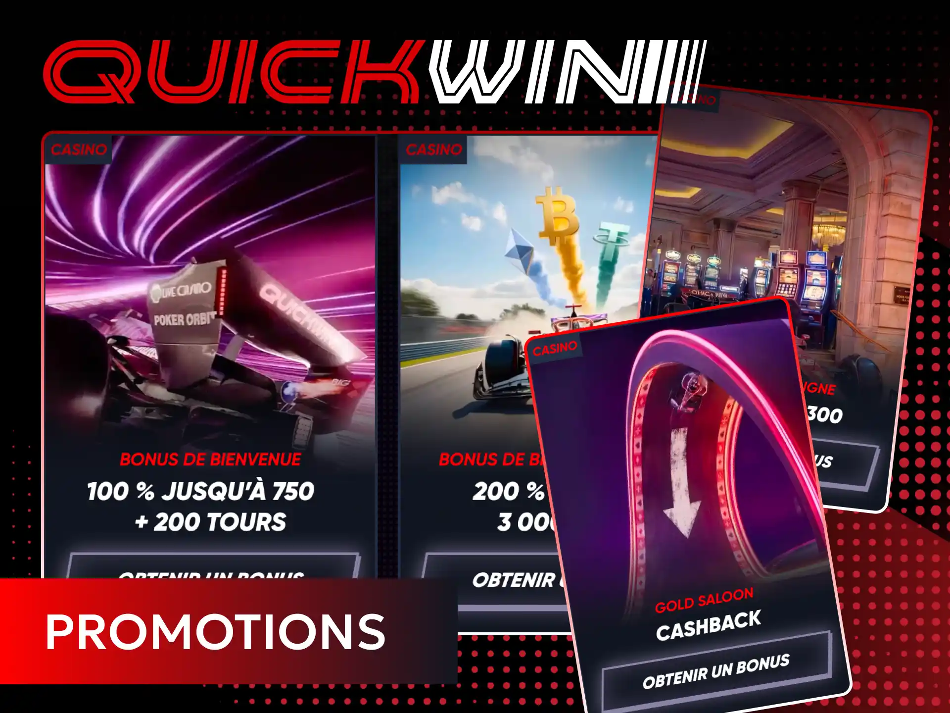 Profitez des meilleures promotions exclusives pour miser sur les jeux de casino Quickwin.