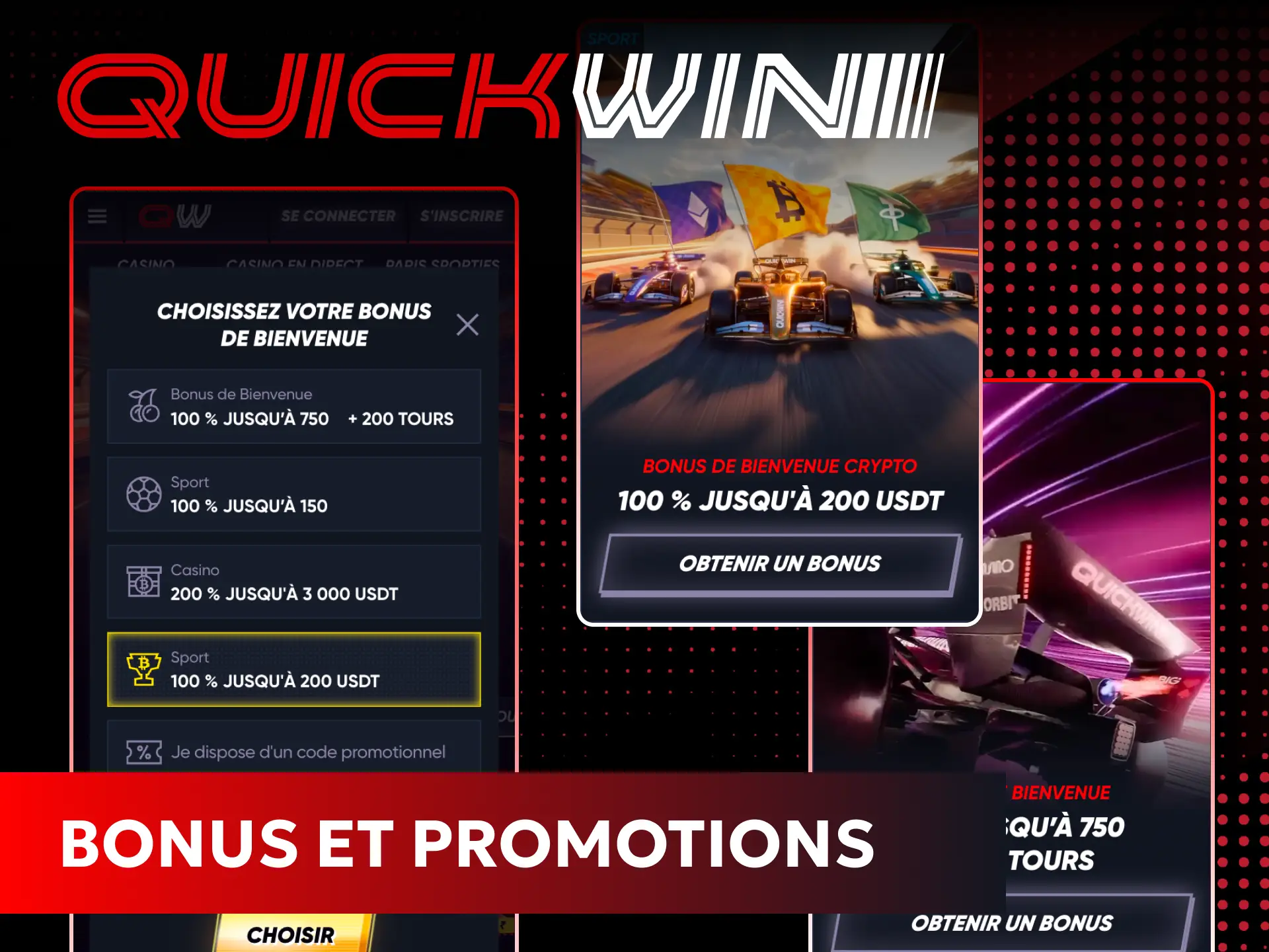 Activez des offres exclusives et maximisez vos dépôts grâce aux promotions de Quickwin.