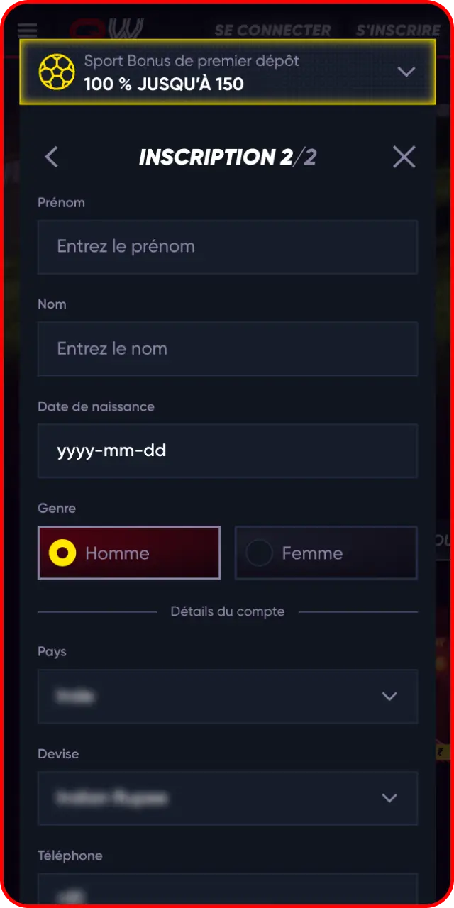 Connectez-vous à votre compte utilisateur personnel sur l'application mobile dédiée de Quickwin.