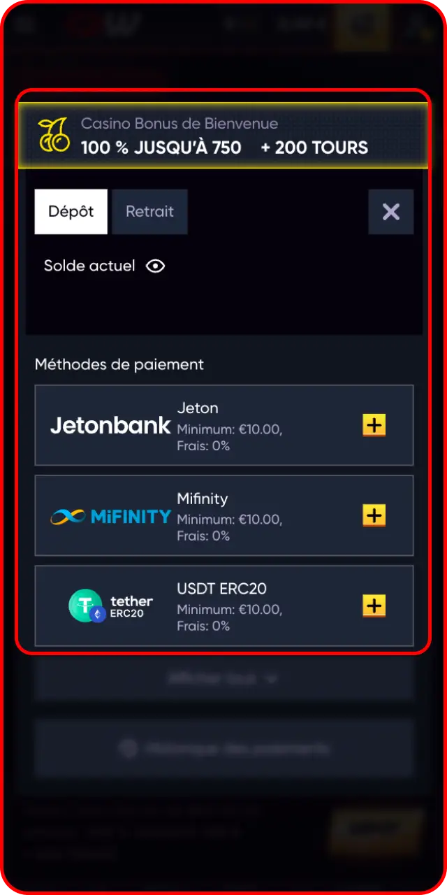 Validez votre transaction financière sécurisée pour finaliser votre dépôt sur l'application Quickwin.