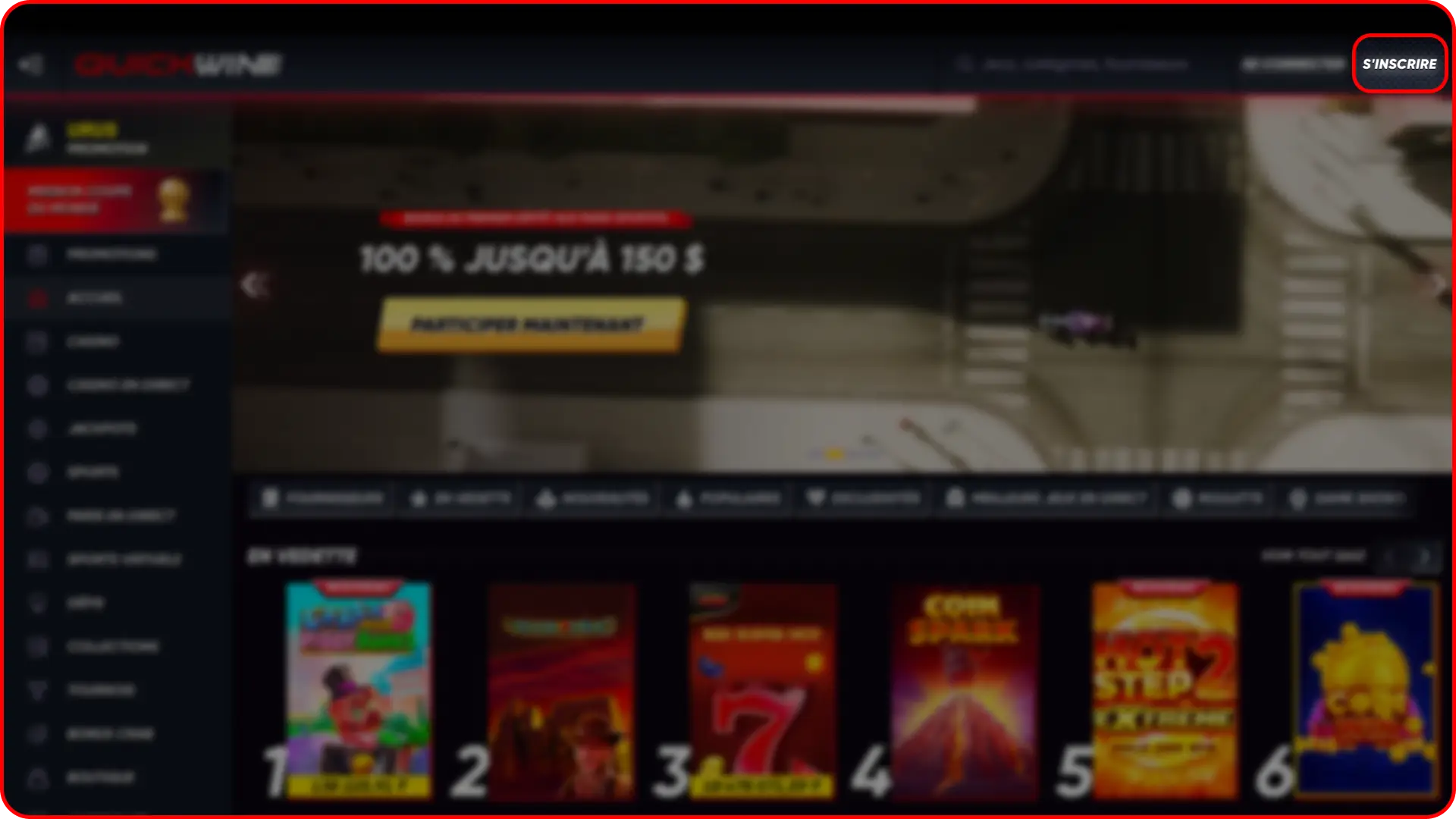 Créez un profil de joueur sur la plateforme officielle pour commencer le processus de dépôt Quickwin.