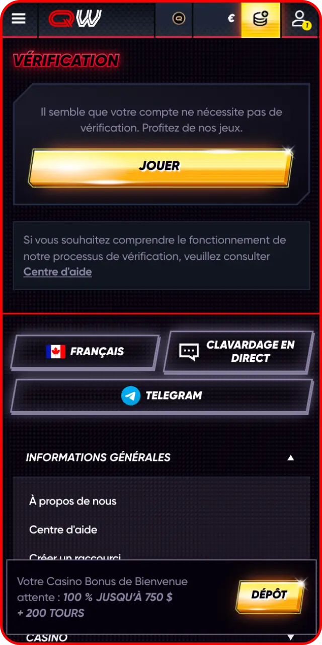 Téléchargez vos pièces justificatives d'identité et fournissez les documents requis par Quickwin.