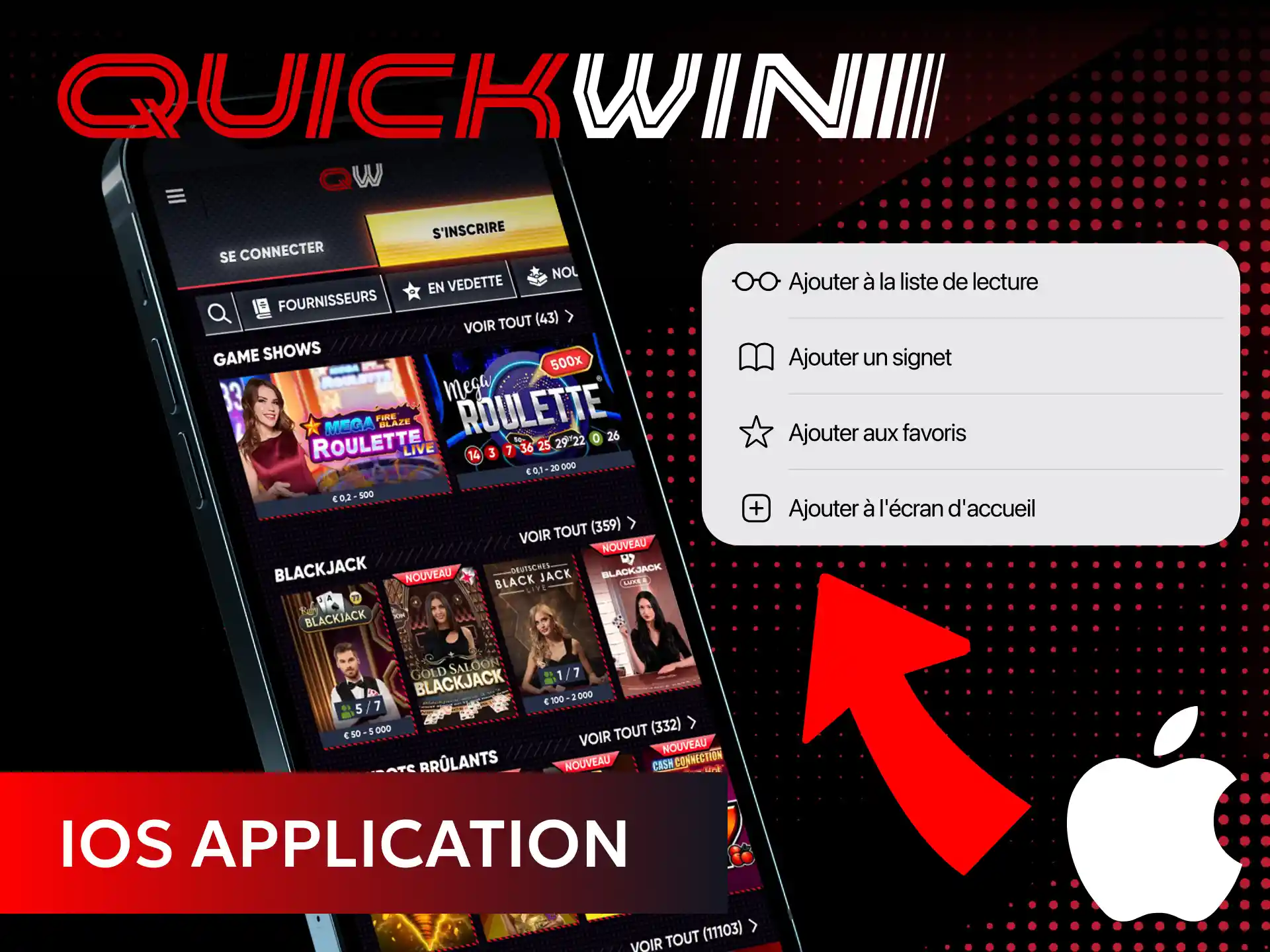 Installez l'application mobile iOS pour tester les fonctionnalités de Quickwin.