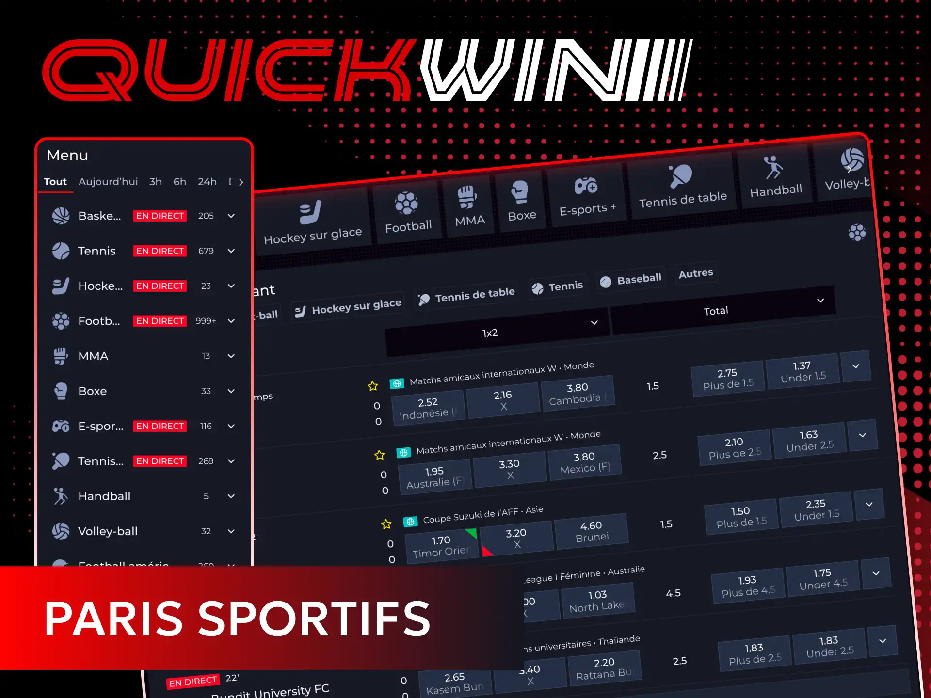 Explorez les meilleures fonctionnalités de paris sportifs disponibles sur Quickwin.