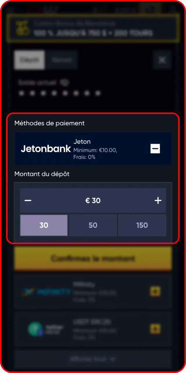 Approvisionnez votre solde de jeu en toute sécurité et effectuez un dépôt sur Quickwin.